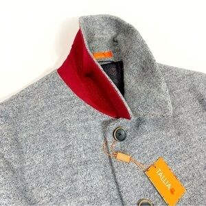 Tallia Men’s Wool Blend Grey Coat • Single-Breasted Overcoat • Paisley Lining